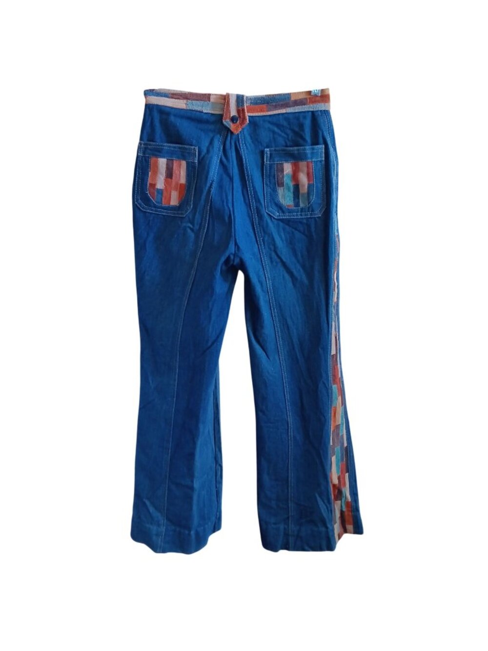 Frederick's Hollywood True Vintage Bellbottom Jeans 11/12 27x30 70s Patchwork
